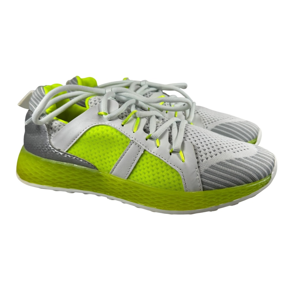 Neon Yellow Gray Running Sneakers Women's Athletic Shoes US 7.5